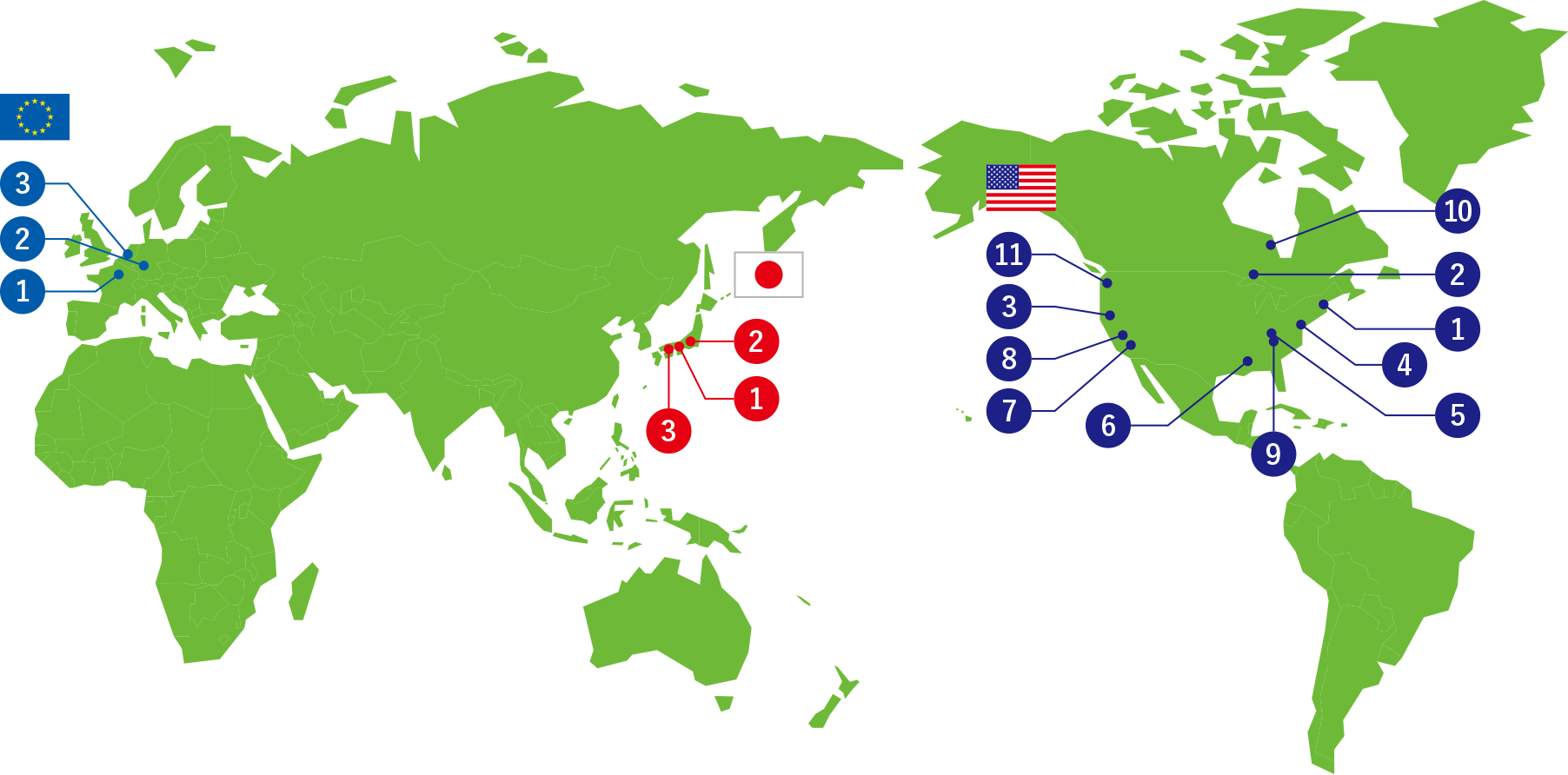 主な留学施設マップ
